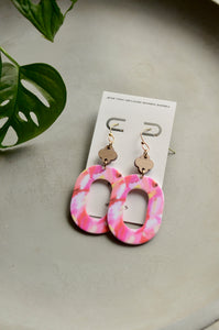 Bourbon Barrel & Pink Artist Style Acrylic Earrings