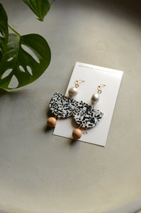 Pearl, Bourbon Barrel & Dalmatian Acrylic Earrings